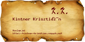 Kintner Krisztián névjegykártya